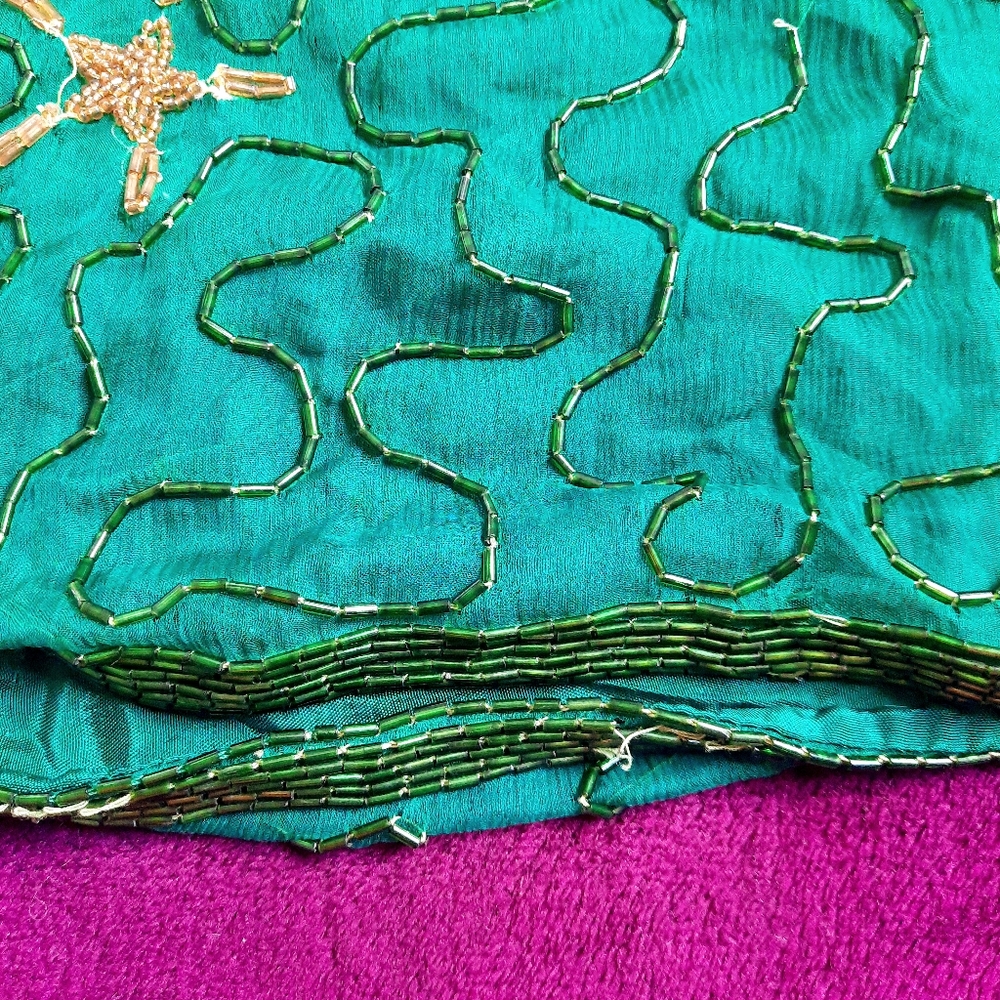 Vintage Lawrence Kazar 1X Beaded Silk Holiday Dress - Picture 6 of 15
